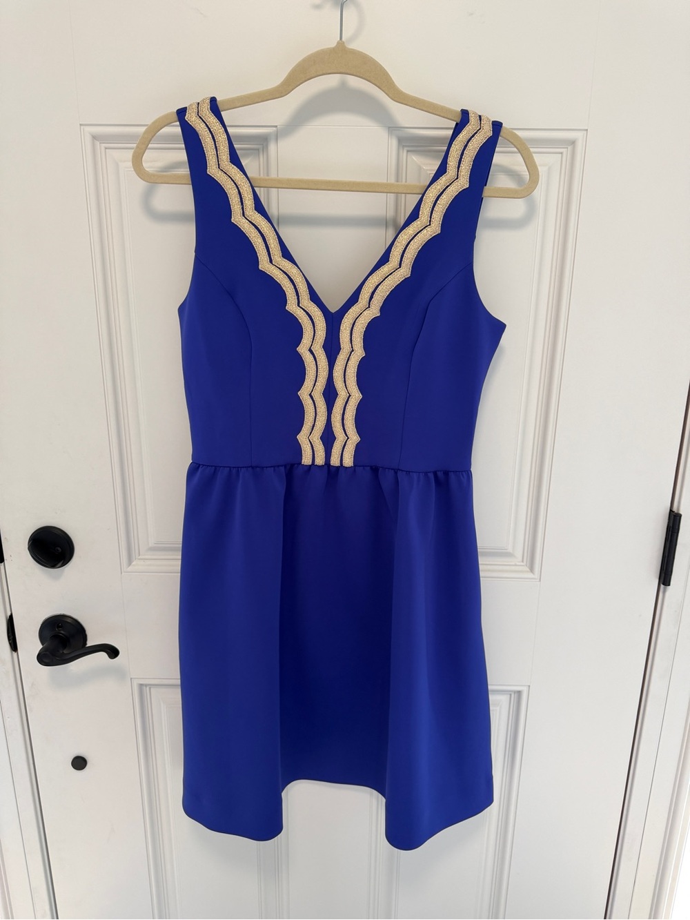 Royal Blue Dress with Gold Trim